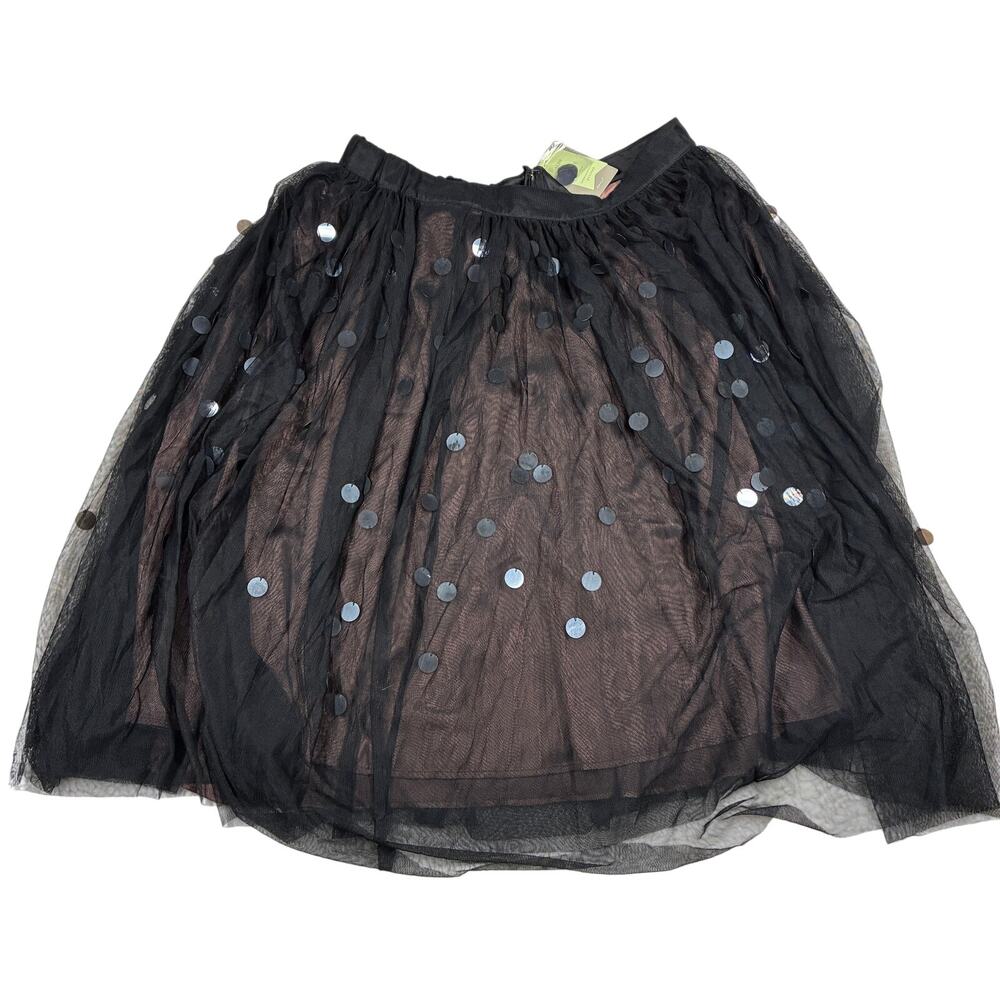 Moulinette Soeurs Effervescent Tulle Skirt 14 Black Sequined Anthropologie $198